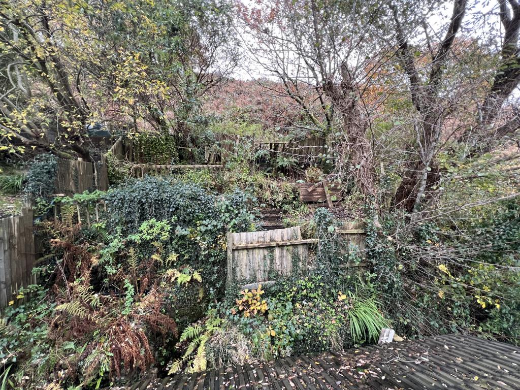 Lot: 112 - END-TERRACE PROPERTY REQUIRING COMPLETION OF WORKS - General view of rear garden